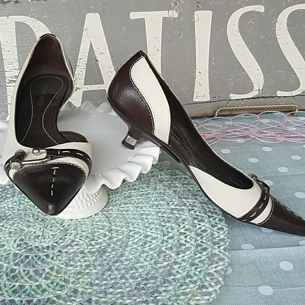 Brown and Tan Kitten Heels
